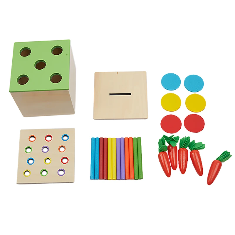 Игрушки для младенцев Adena Монтессори, 6-12 месяцев, подарочный набор для младенцев, деревянные игрушки для младенцев, коробка для монет, игрушки для мелкой моторики и редиса