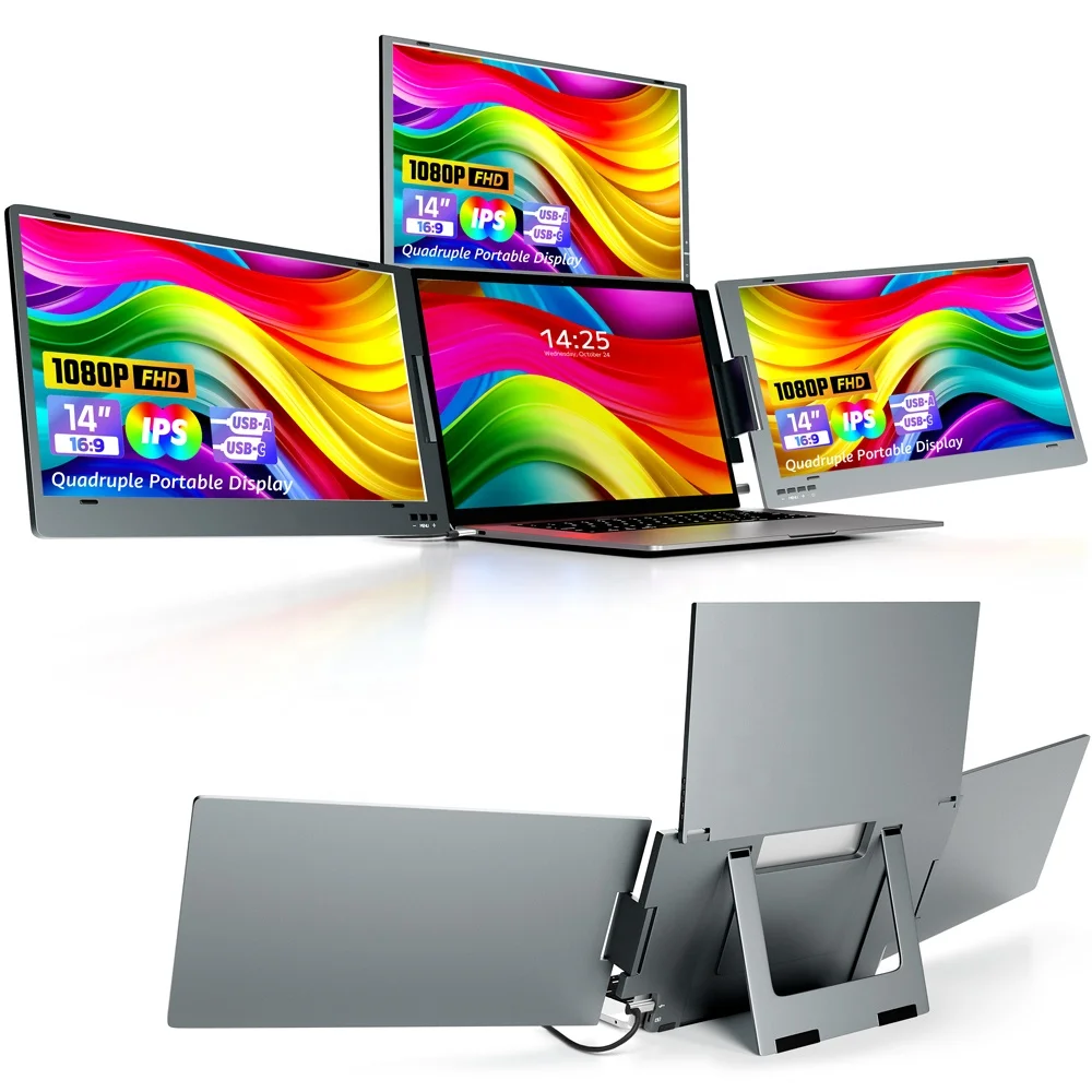 Quadruple Triple Screen Extender - 14inch Portable Monitor
