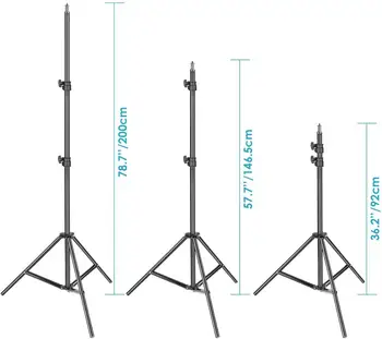 Neewer 2-Pack Dimmable Bi-Color 660 LED Video Light with Barndoor and 6.5 Feet Light Stand, 4-Pack Rechargeable 6600mAh Battery detail image