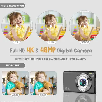 4K 2.7K FHD HD 48MPコンパクトデジタルカメラ16Xデジタルズーム