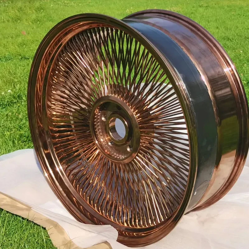 Custom Car Spoke Wheel Retro Titanium Gold Wire Wheels Car Rims 13 14