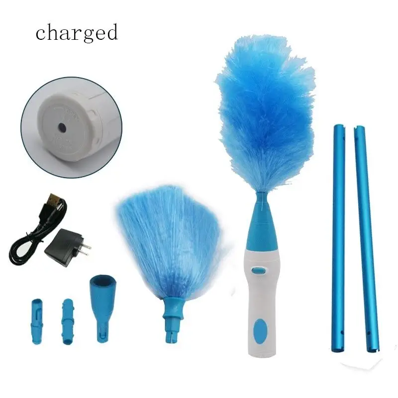 Multifunction Electric Feather Spin Duster Direct Go Duster Battery Changeable Head Magic Microfiber Duster