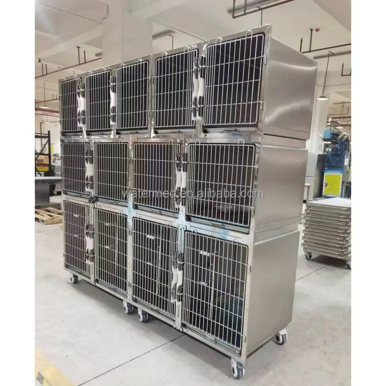 Jaulas de acero inoxidable para veterinaria, mascotas, hospital, clínica, gatos, venta de jaulas para mascotas / casas de jaulas para gatos y perros B.S.D.DWL74