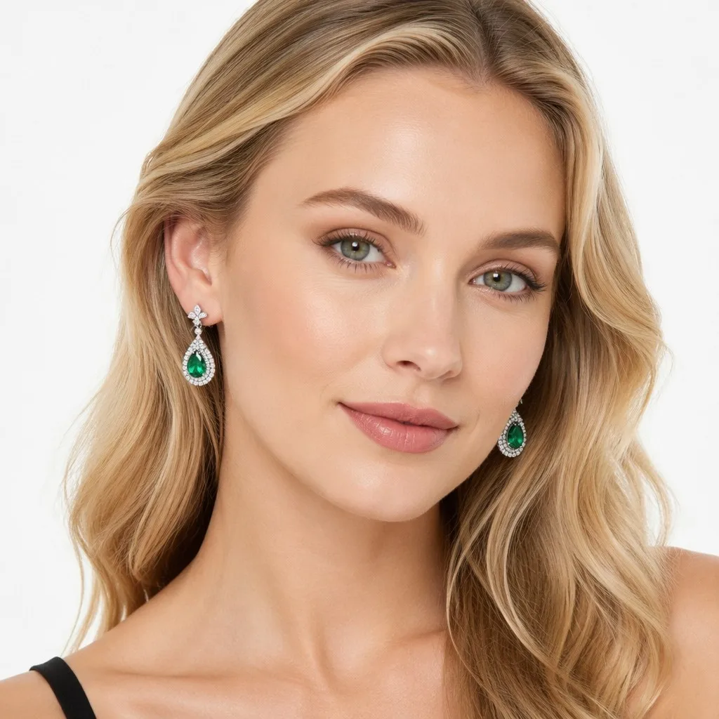 Teardrop-Shaped Crystal Rhinestone Drop Earrings 925 Sterling Silver Luxury Dangle Earrings for Women Wedding Party Gift Jewelry