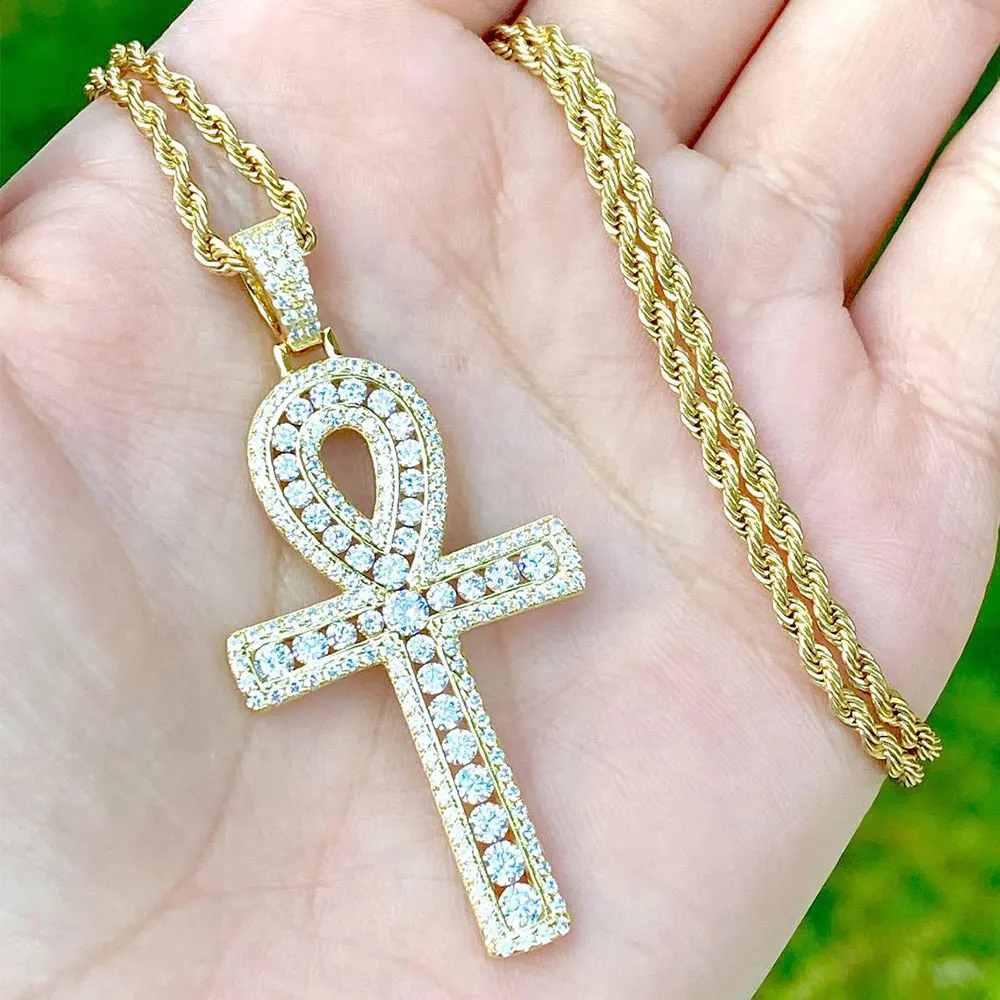 Hot Sales 10k Solid Gold Pendant With Real Diamonds Hip Hop Gold Jewelry Cross Design