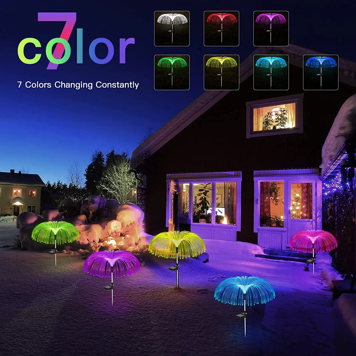 IP65 Waterproof Jellyfish Fiber Optical Lighting Solar Jellyfish Lamp LED Outdoor Garden Lawn Decor Lights Fibreglass Lamp factory