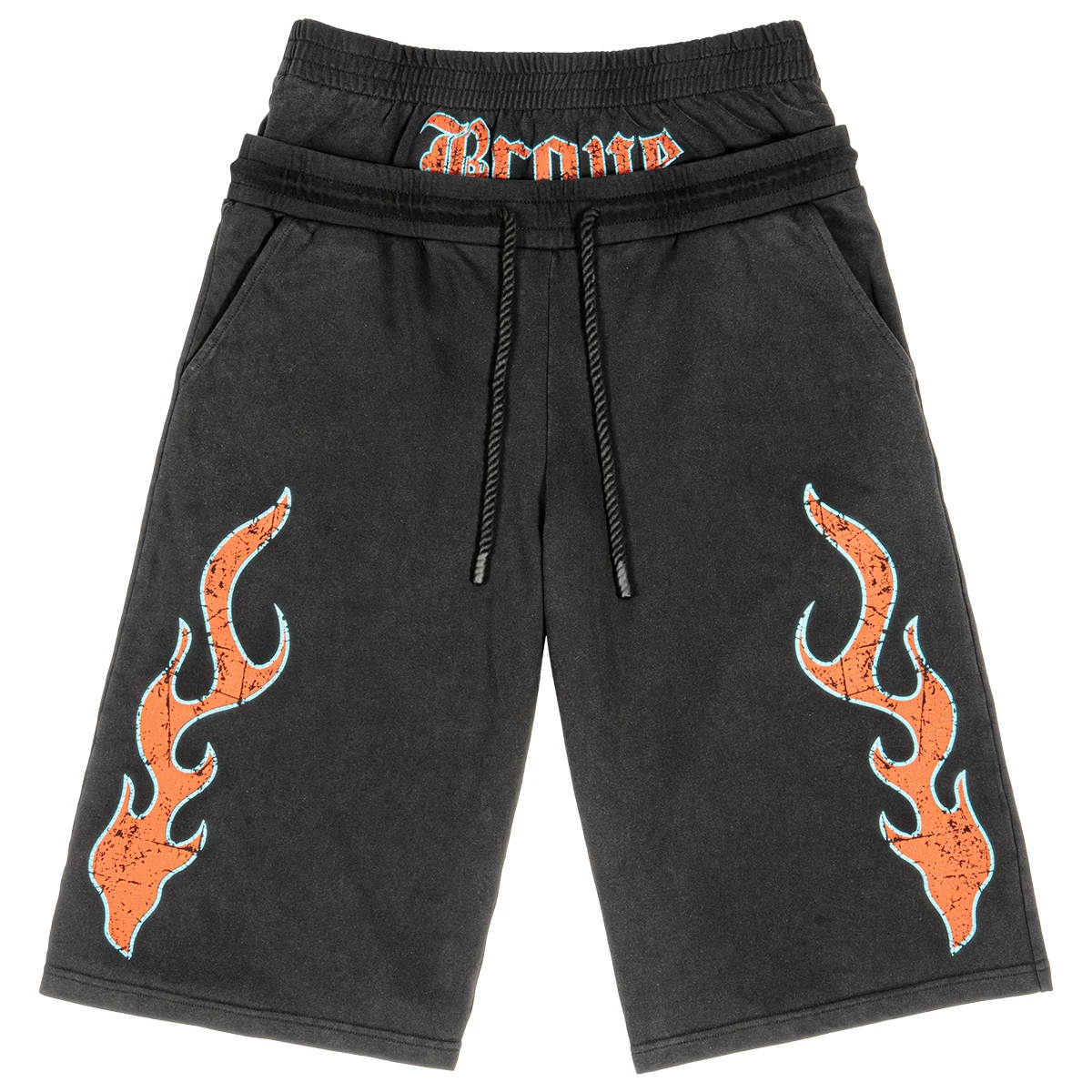 Custom Screen Print Logo Men's Double Waisted Acid Wash 3/4