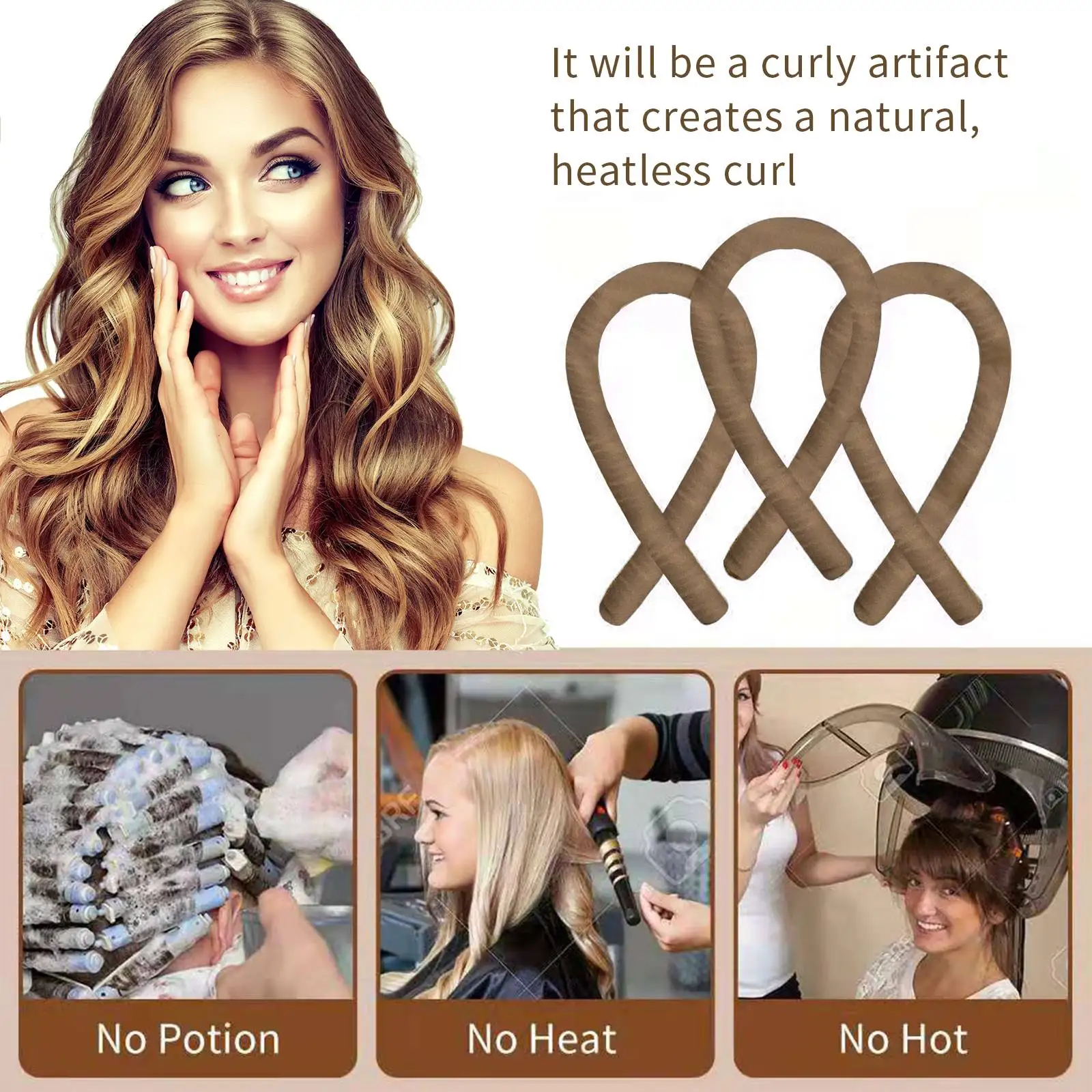 2021 New Designed 100 19mm Mulberry Silk Heatless Hair Curls Soft