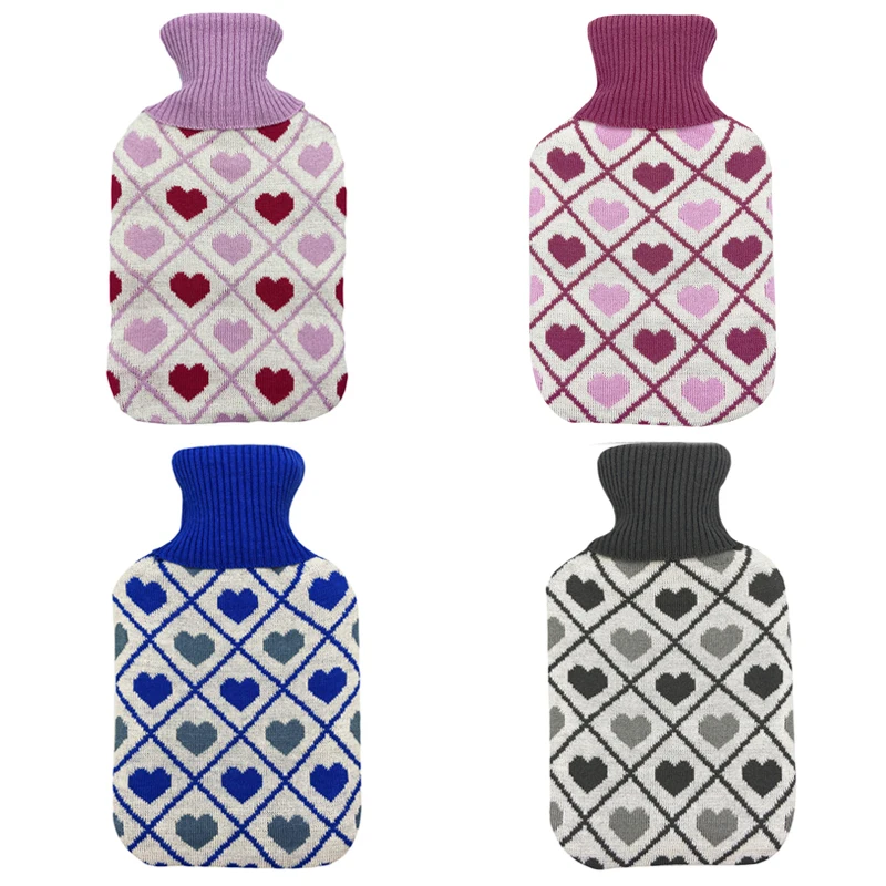 oem odm hot selling unique design cheap knitted hand warmer rubber hot water bag bottle 2000ml cover factory