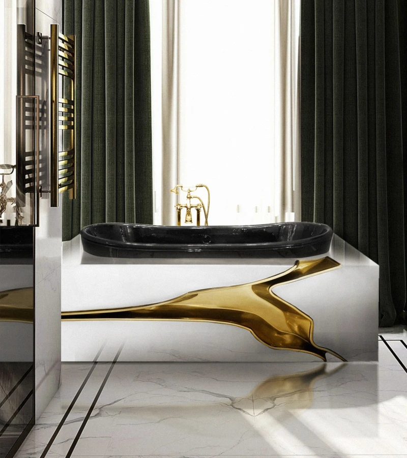 Italian Minimalist Villa Bathroom Bathtub Portugal Light Luxury Large