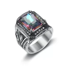 Trendy Stainless Steel Men's Rings Hiphop Punk Style Fashion Rings Stainless Steel Jewelry for Weddings Gemstone Men Rings