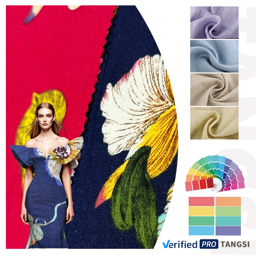 Chinese Factory Wholesale New Woven Digital Printed Fabric Floral Pattern Cotton Linen for Girls Women's Clothing Dress Shirt