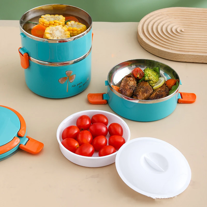 Best Sellers Stackable Leakproof Children Round PP Stainless Steel Fiambrera Tiffin Bento Lunch Boxes