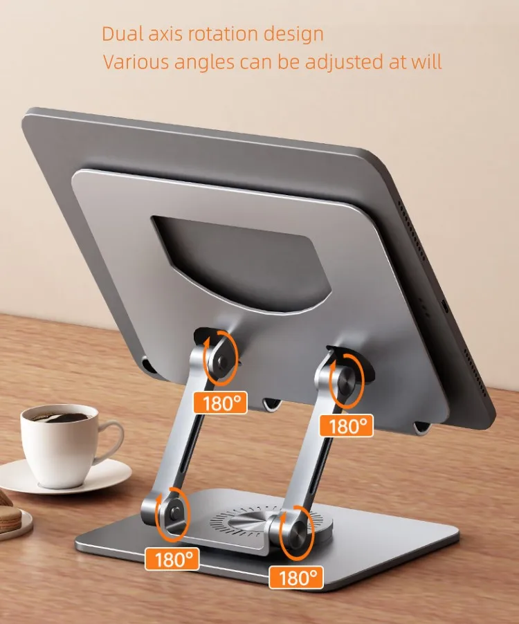 Universal 360 Degree Rotating Base Adjustable Aluminum Alloy Folding Riser Rotated Tablet Stand for iPad
