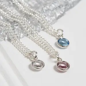 High Quality Factory Custom 925 Sterling Silver Birth Stone Necklace Jewelry 12 Birthstone Birth Stone Necklace for Women