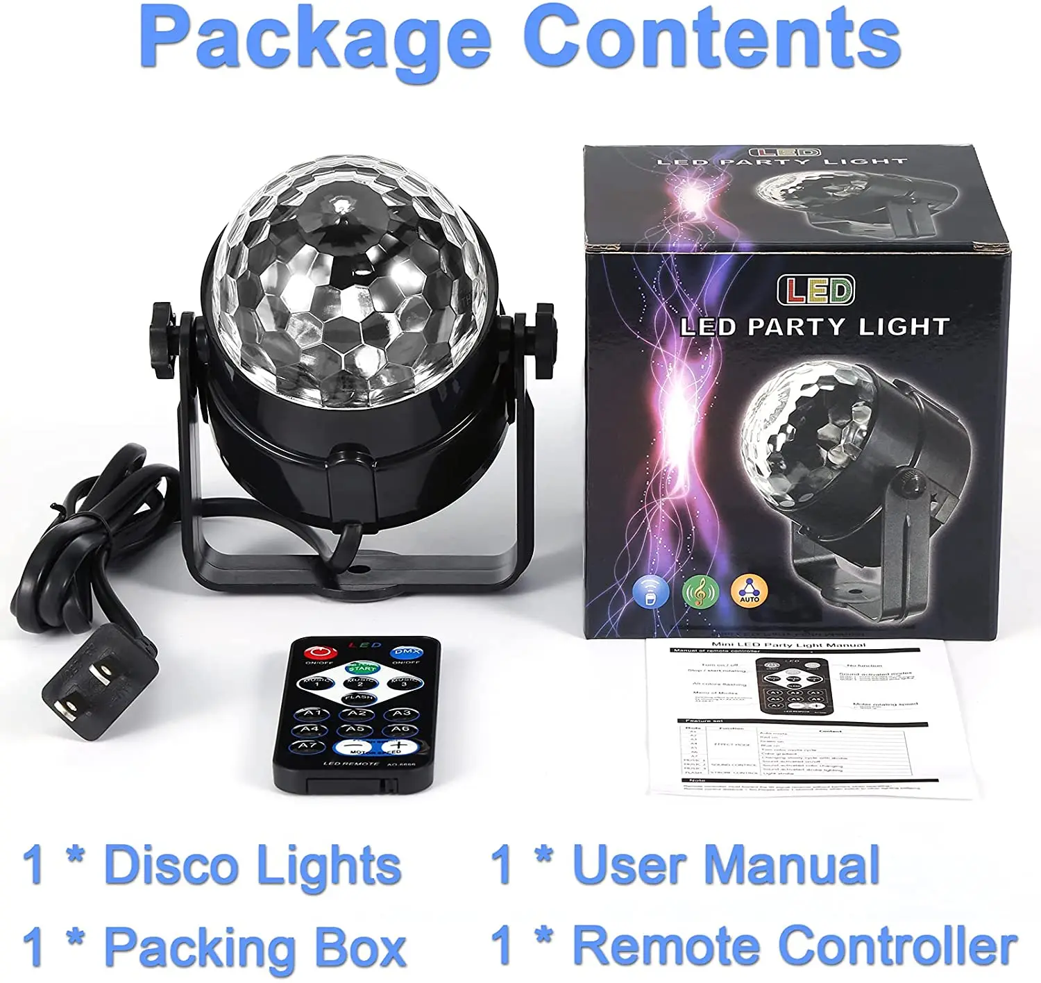 Disco Ball Light Dj Disco Ball Strobe 7 Colors Sound Activated Stage