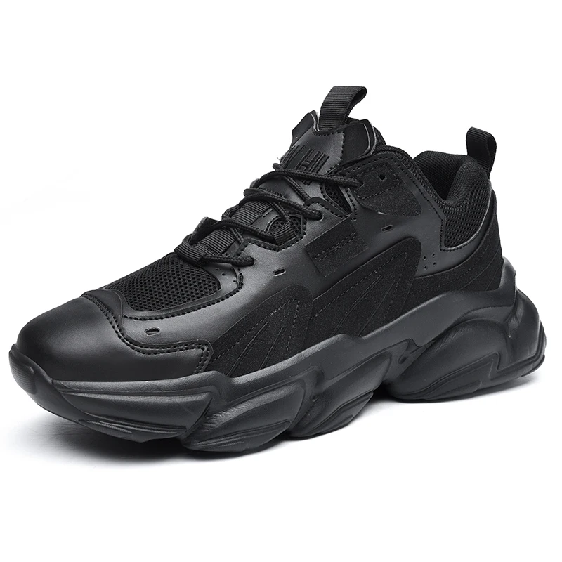 Brand Logo Custom Height Increasing Men Fashion Casual Sneakers Blank Leather Chunky Breathable Sports Running Shoes for Man