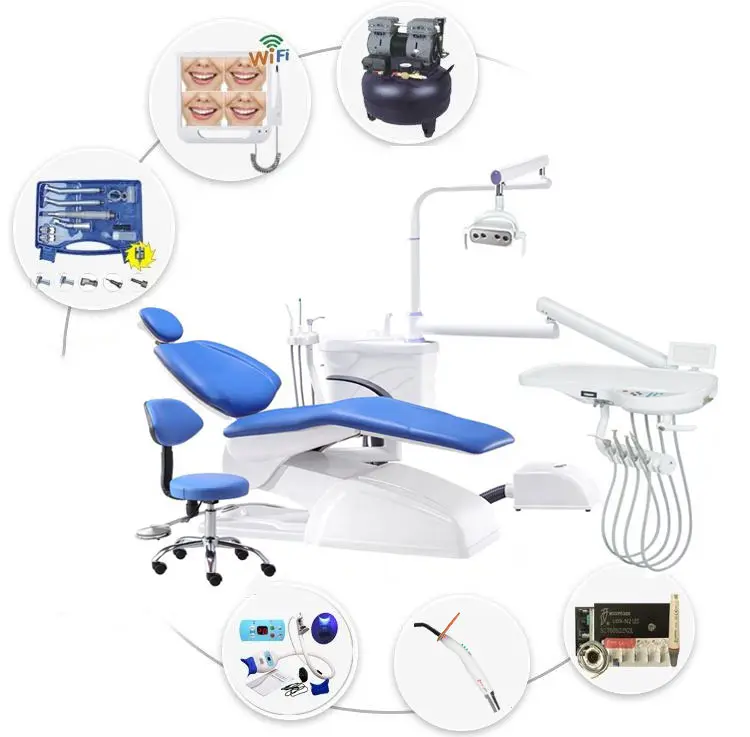 CE Approved Dental Chair Full set with Air Compressor Scaler Dental Handpiece Clinic Treatment Equipment High Quality Low Price