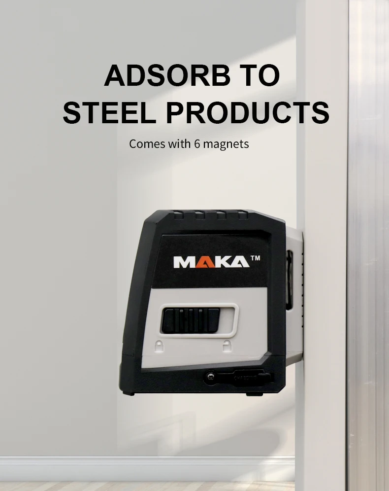 Лазерный уровень MAKA с зелеными линиями, новый дизайн, крестообразный нивелир с магнитом, который можно повесить на ноготь