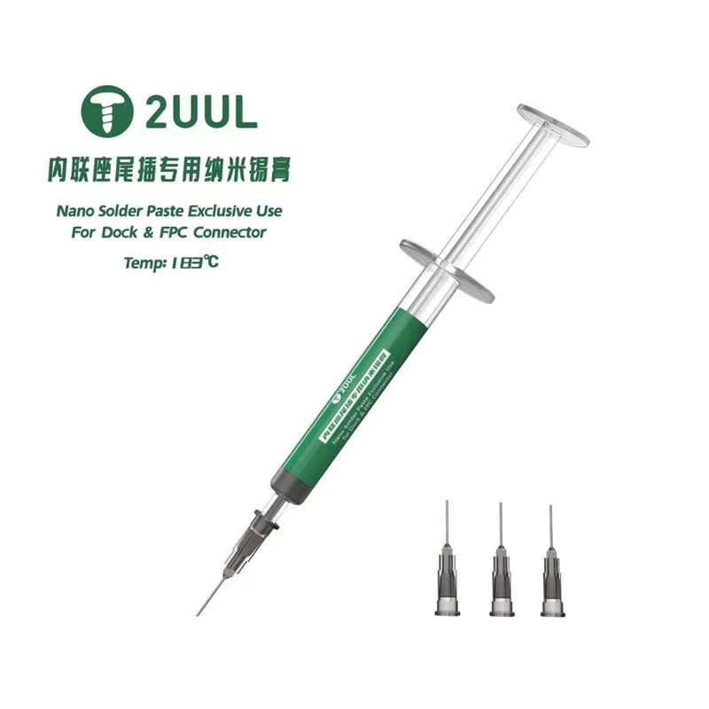 2UUL 183 Degree Nano Syringe Solder Paste Liquid Solder Tin Paste for Phone PCB SMD Repair Welding Flux Ock & FPC Connector