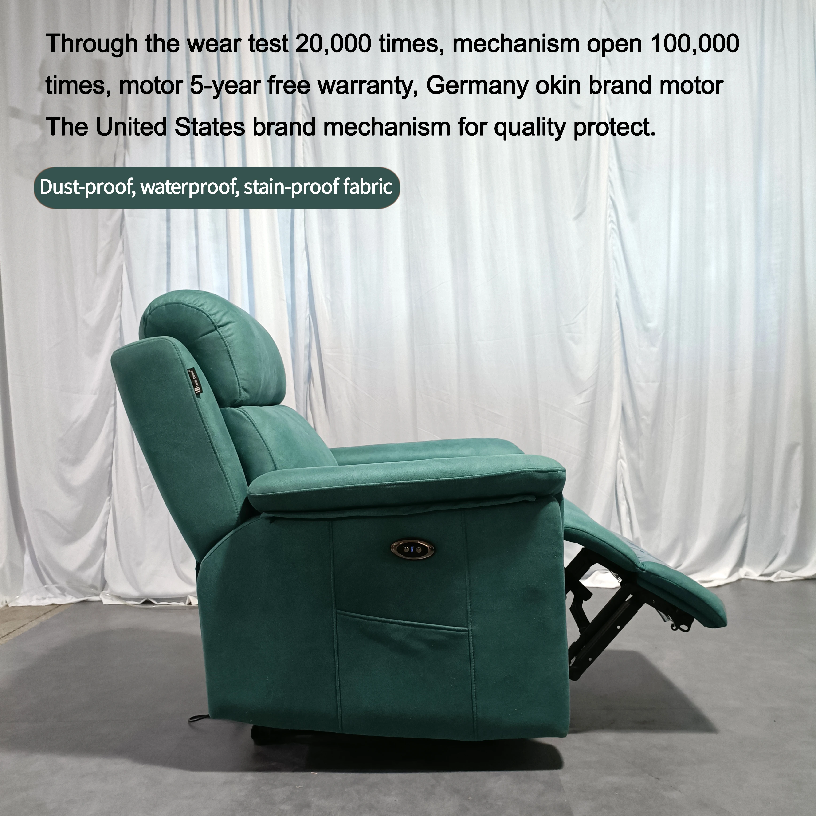 2022 Best Selling Leather/PU/Fabric Material Vintage Fabric Adjustable Single Manual Cinema Recliner Sofa Chair