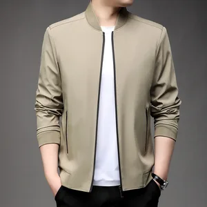 Spring 2026 New Cross-border Finished Sheep Skin Zipper Stand Collar Bomber Jacket Men's Casual Windproof