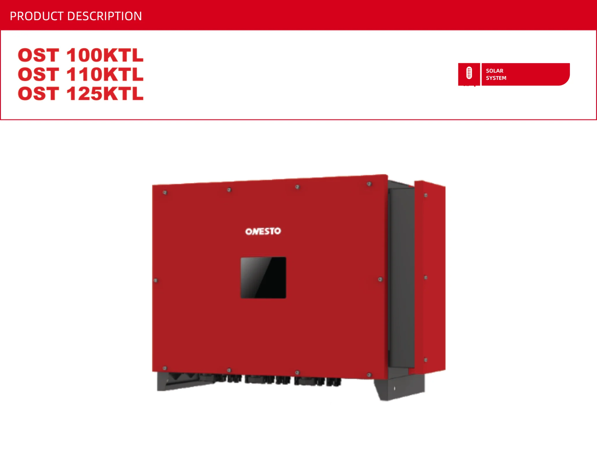 Three Phase On Grid Inverter 100kw 110kw 125kw With 2 Mppts Wifi