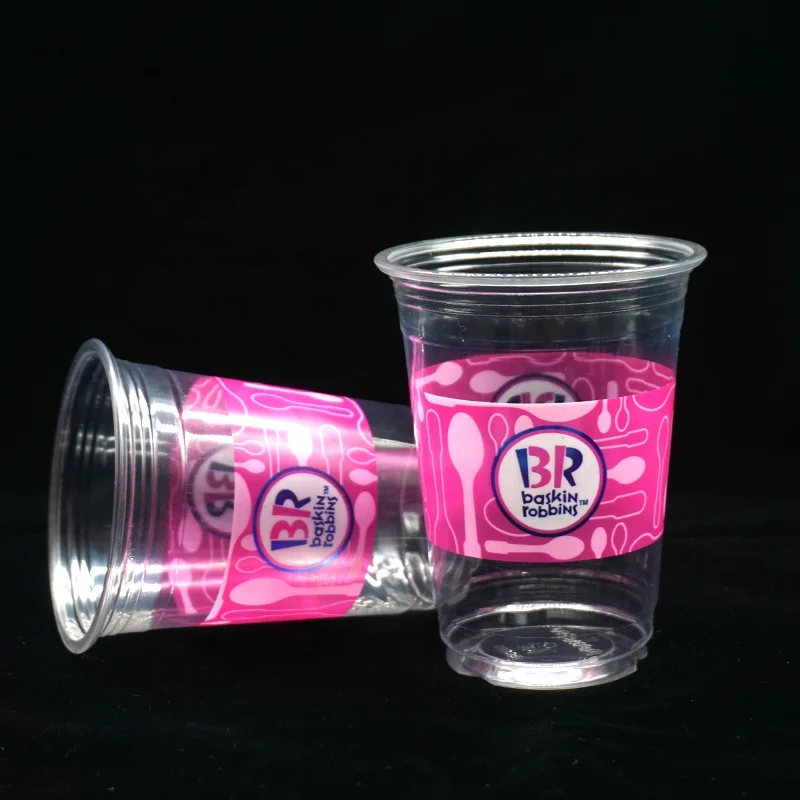 Custom Logo Printed Clear 12 16 20 24oz Pet Transparent Disposable Plastic Cup With Lid to Go Cups With Logo