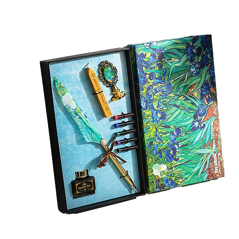 Gift Set Fountain Pens Custom Logo Pens Promotional Items With Ink Feather Dip Many Colours Luxury Metal Fountain Pen Business