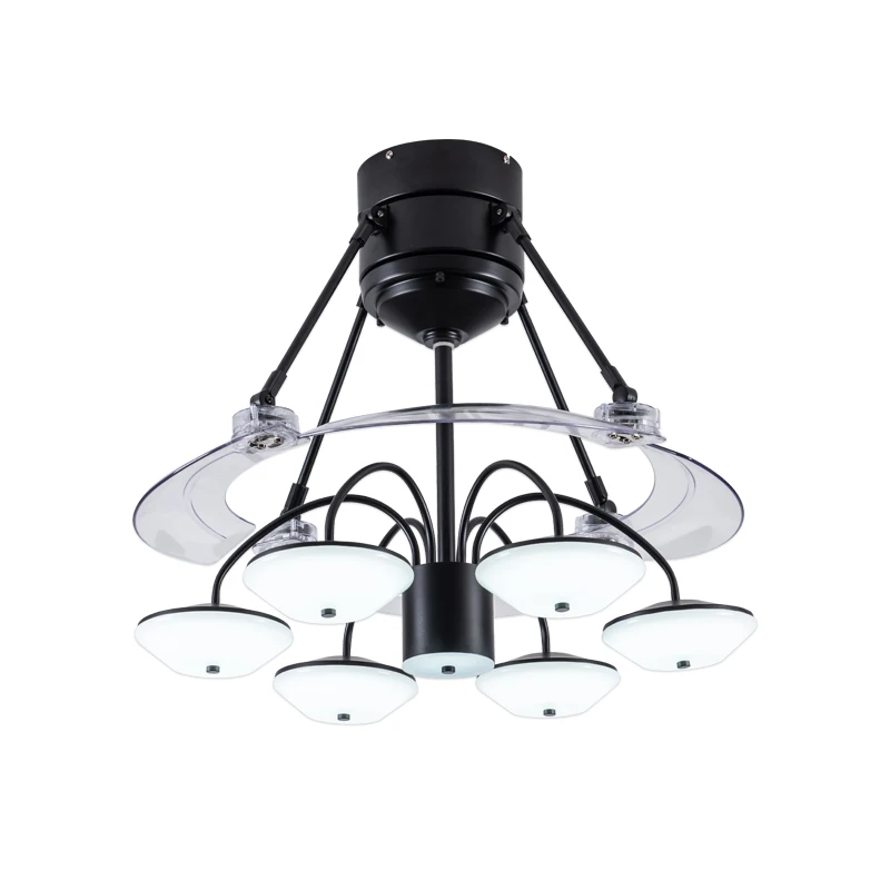 Modern Remote Control Hidden Wings Fan Simple Design 6 Head Lights Acrylic 50hz Household Ceiling Fans
