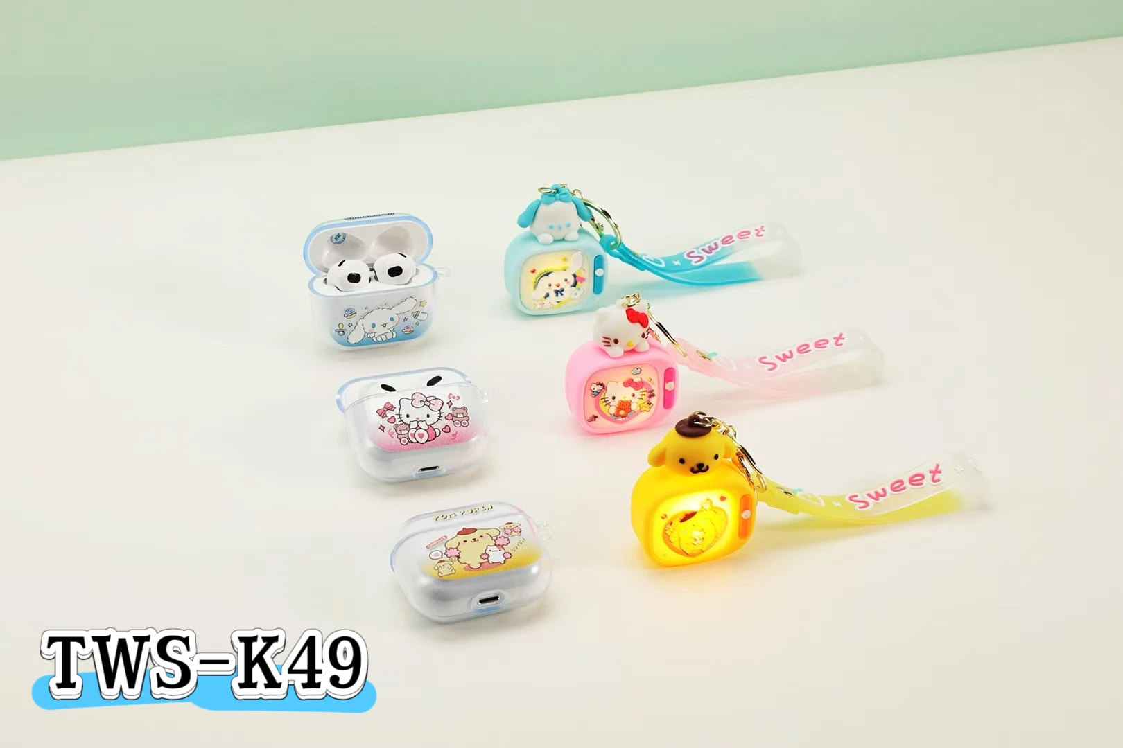TWS-K49 Cute Student Cartoon Monster TWS Earbuds Wireless In-Ear ABS LED Battery Indicator