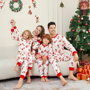 Christmas Holiday Home Wear Cross-border New Santa Claus Snowflake Alphabet Pajamas Family Parent-child Set