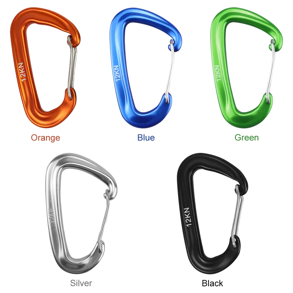 Black 5KN Hammock Wire Gate Backpack Locking Hooks 12kn Carabiner Custom Logo Mosquetones Karabiner