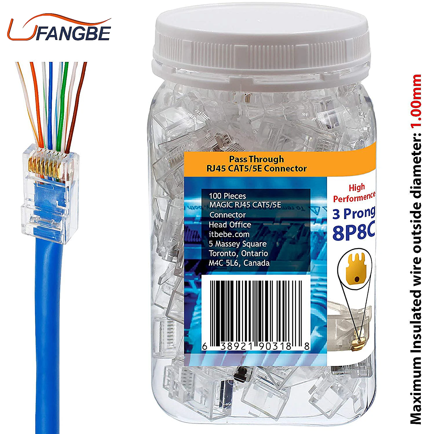 Network Cable Utp Rj 45 Rg45 Ethernet Rj45 Pass Through 8p8c Modular