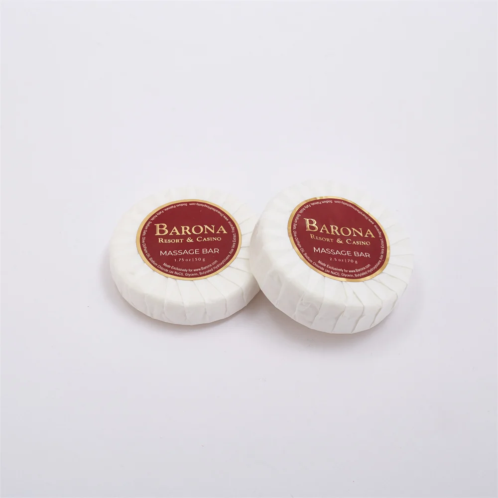 Luxury Customized Logo Printing Fragrance Disposable Hotel Amenities White Mini Pleated Round Soap