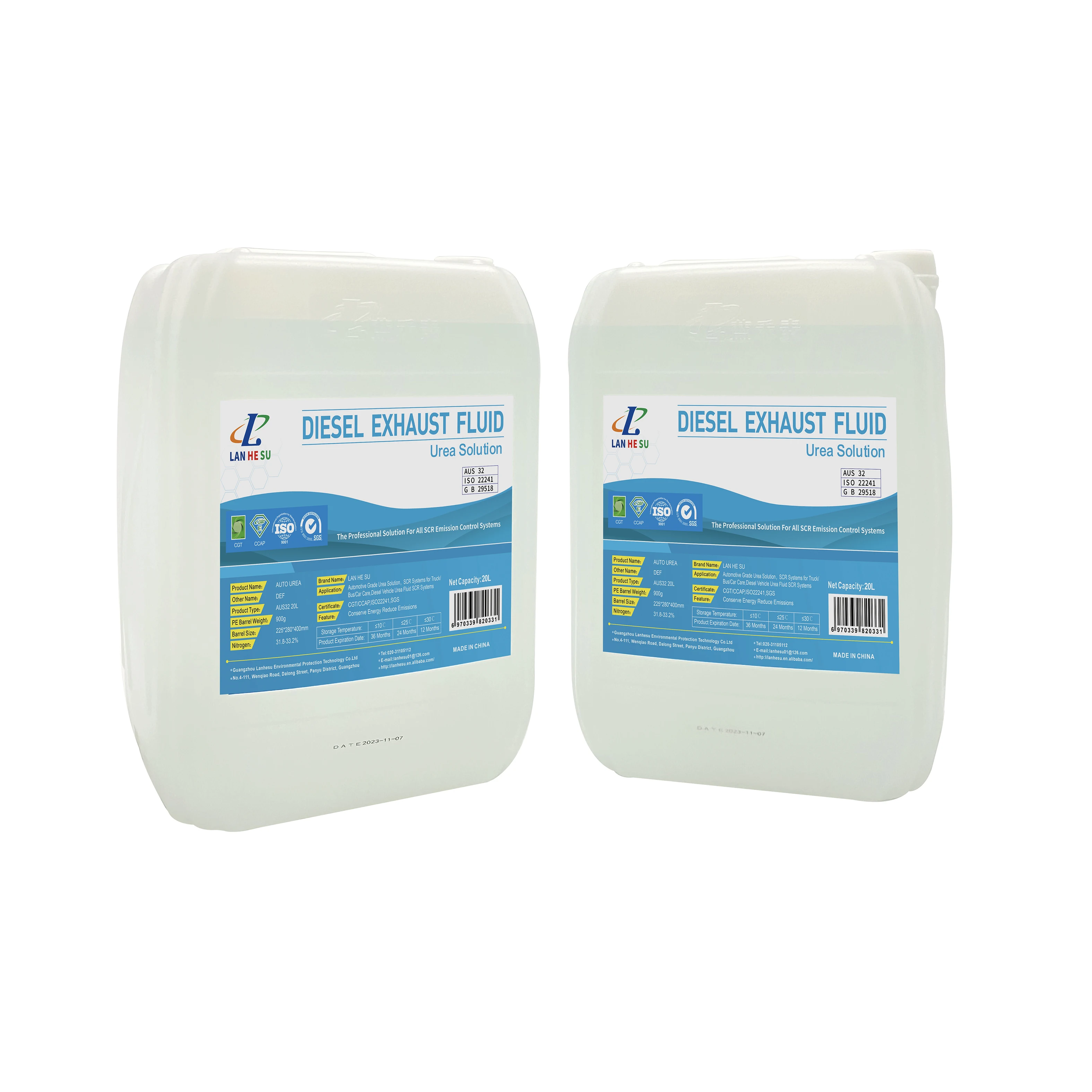 20l Highly Effective Liquid Urea Aus32 Solution Diesel Exhaust Fluid