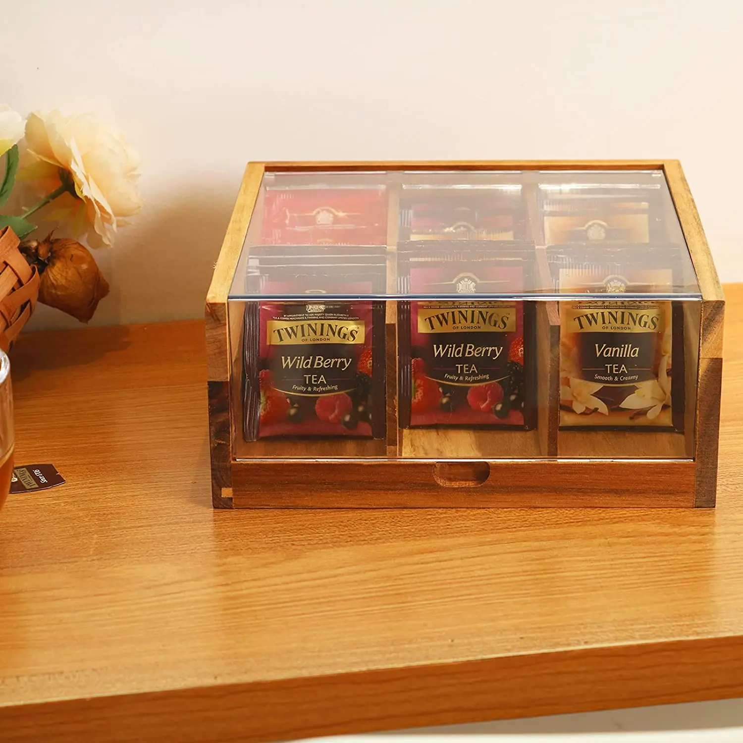 Acrylic 6-COMPARTMENT TEA BAG BOX