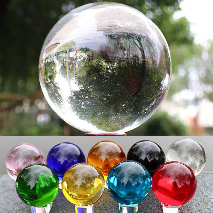 Colorful 40MM 60MM 80MM 100MM 200MM 300MM Pure K9 Crystal Glass Balls Seven Color Crystal Ball