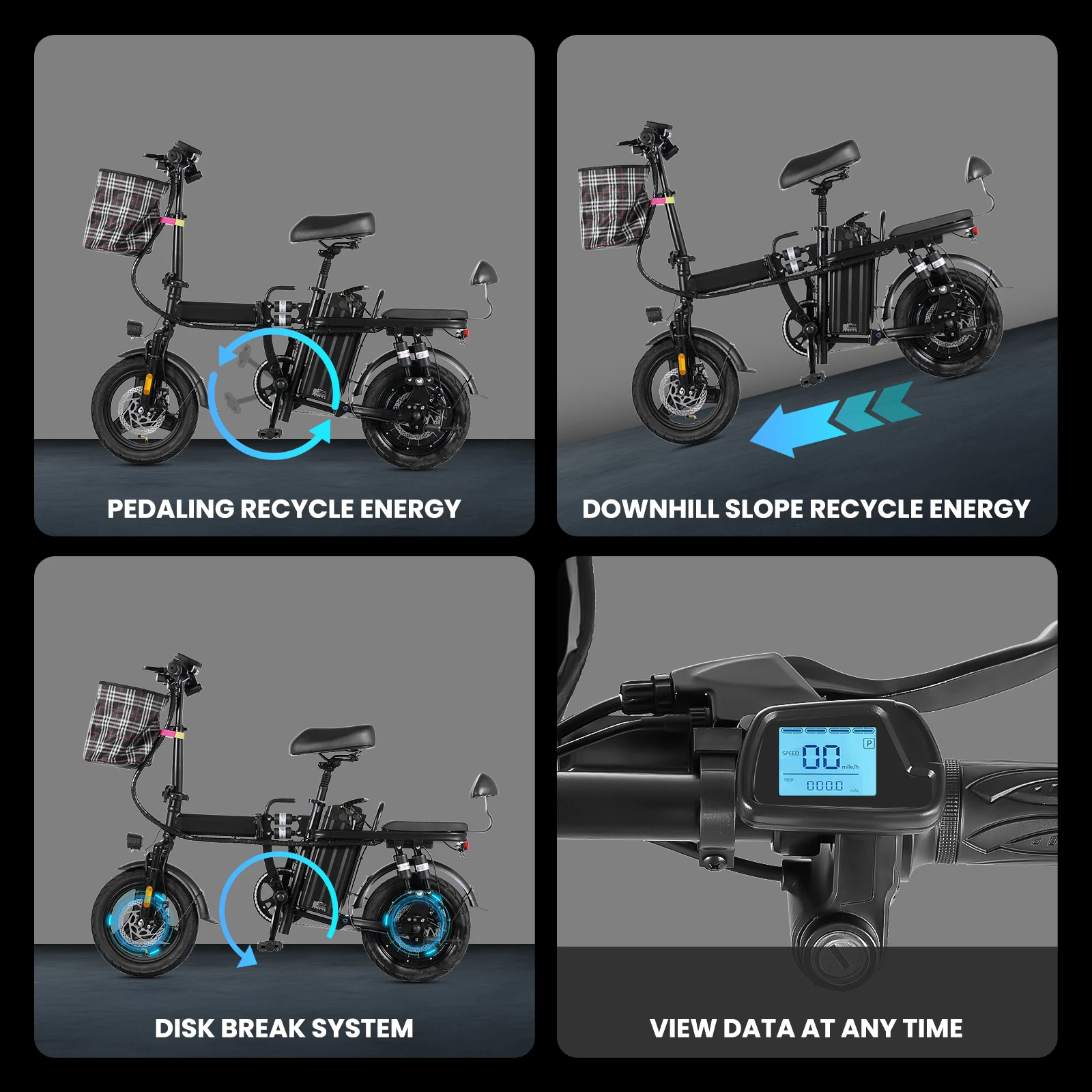 14inch Mini Foldable Ebike - 500W 48V Suspension E Bicycle