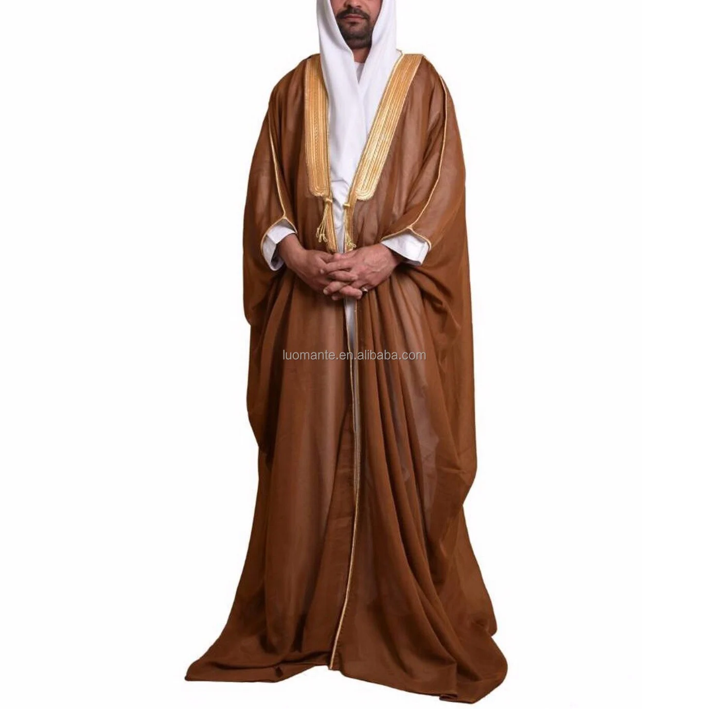 Wholesale Bisht Arabic Cloak Islamic Muslim Dubai Men Bisht Abaya Eid ...