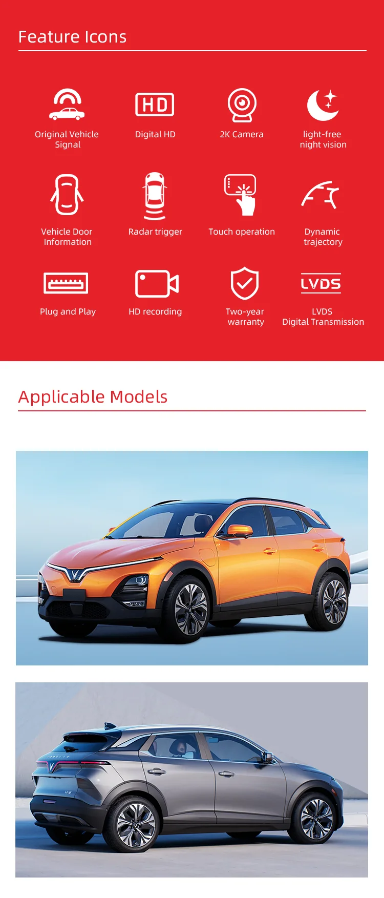 Wemaer 4 Way Driving Recording 2D/3D 360 Degree Panoramic Car Camera System Bird View Parking Security System for Vinfast VF6 factory