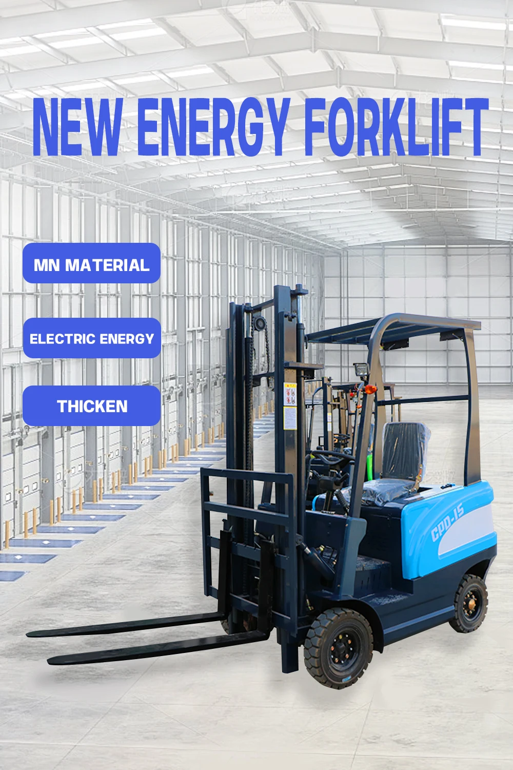 Free-Lifting Electric Forklift Side Shifter Triplex Mast 1500kg-5000kg Seated Capacity 1 ton 1.5 ton Farms Small Forklift Motor manufacture