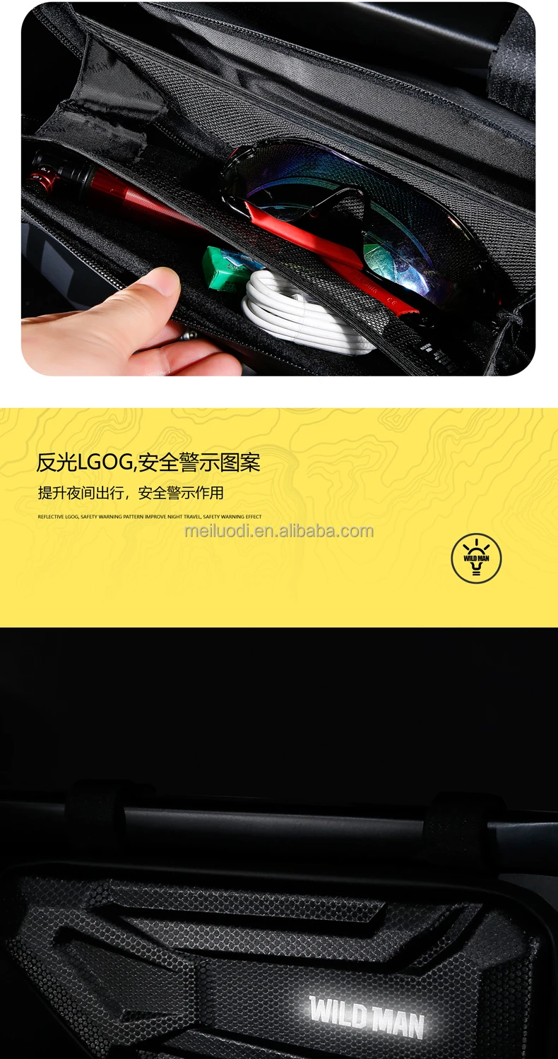 Wild Man Xt4 1.5l Waterproof Mountain Road Bike Top Tube Cycling Pouch Bicycle Triangle Frame