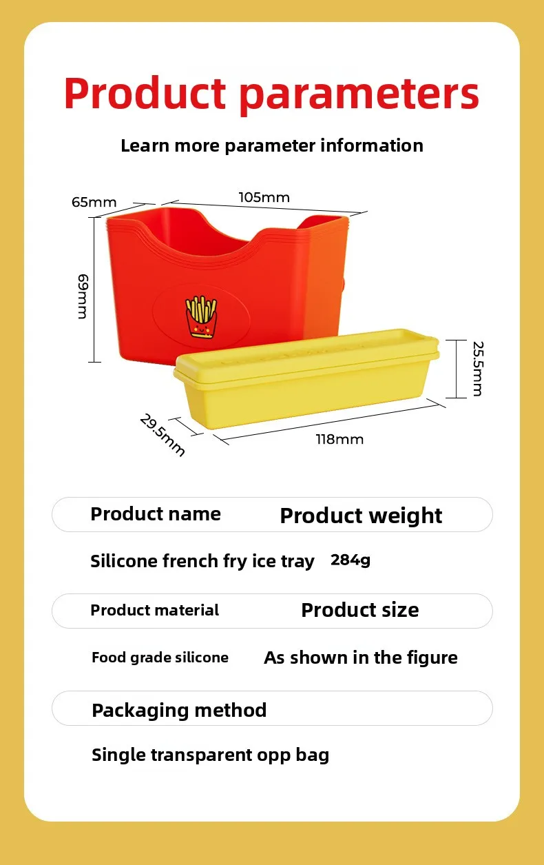 French Fries Shaped Large Square Ice Pillar Mold Household Food Grade Long Stick Ice Cube Maker Silicone Tool for Ice Lolly factory