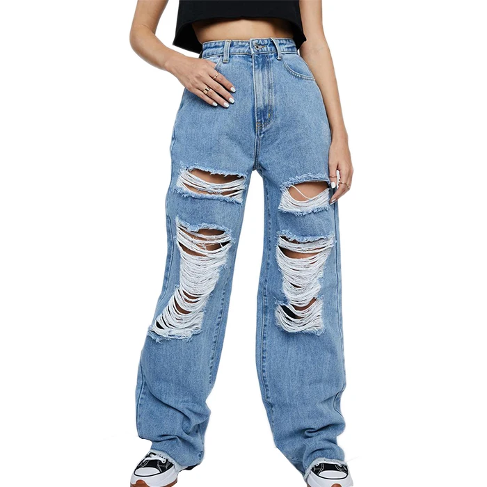 Plus Size Distressed Baggy Jeans