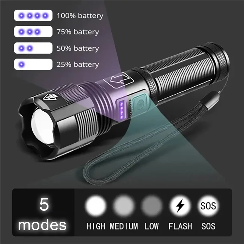 XHP50 USB rechargeable tactical hunting camping flashlight water proof torch light long range convoy flashlight manufacture