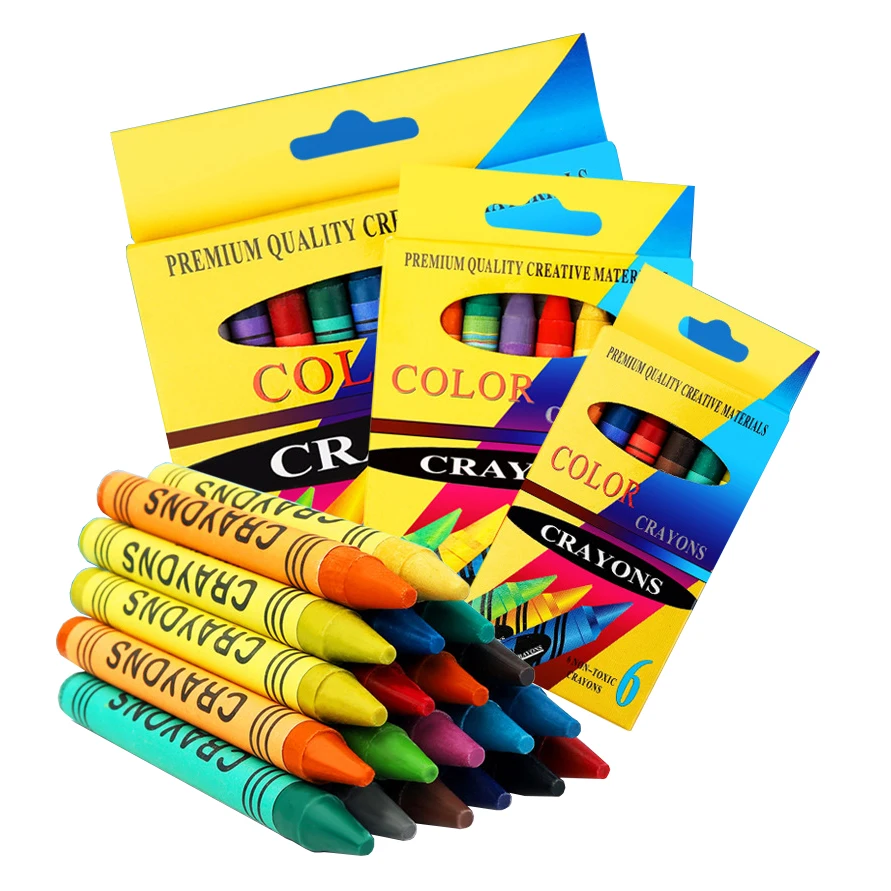 Оптовая продажа набор для рисования детей 6 шт. нетоксичный воск Круглый Карандаш