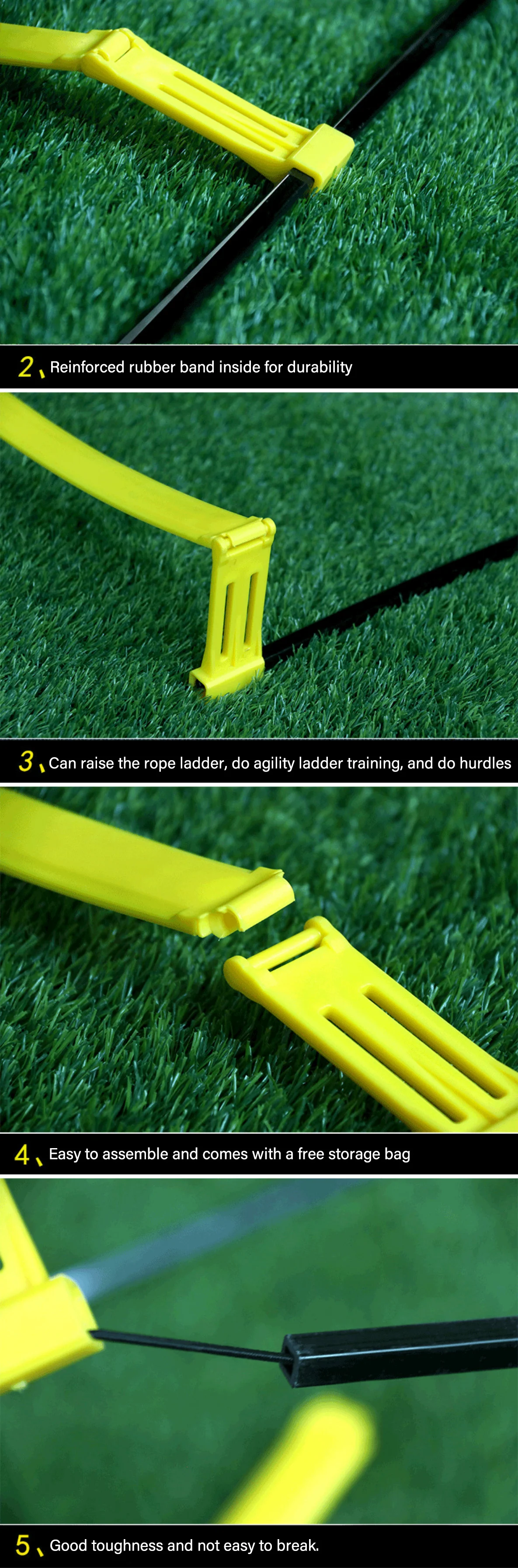 6/8/10/12 Rungs 2 In 1 Agility Ladder For Speed Agility Hurdle Durable