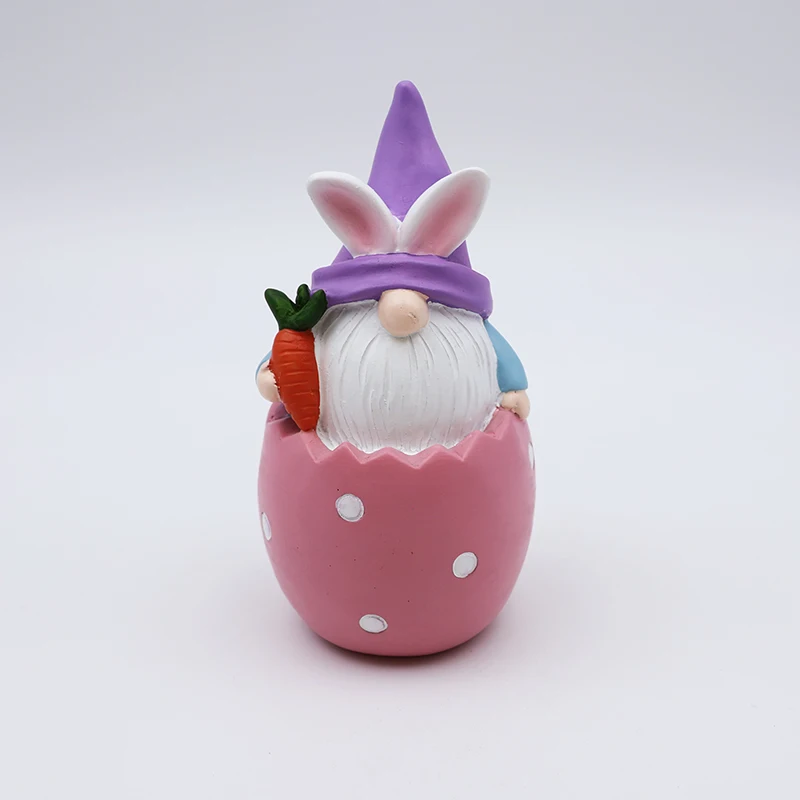 Custom craft hme garden festival decorative 3d mini statue wholesale cute resin pink gnome rabbit ears figurines gift