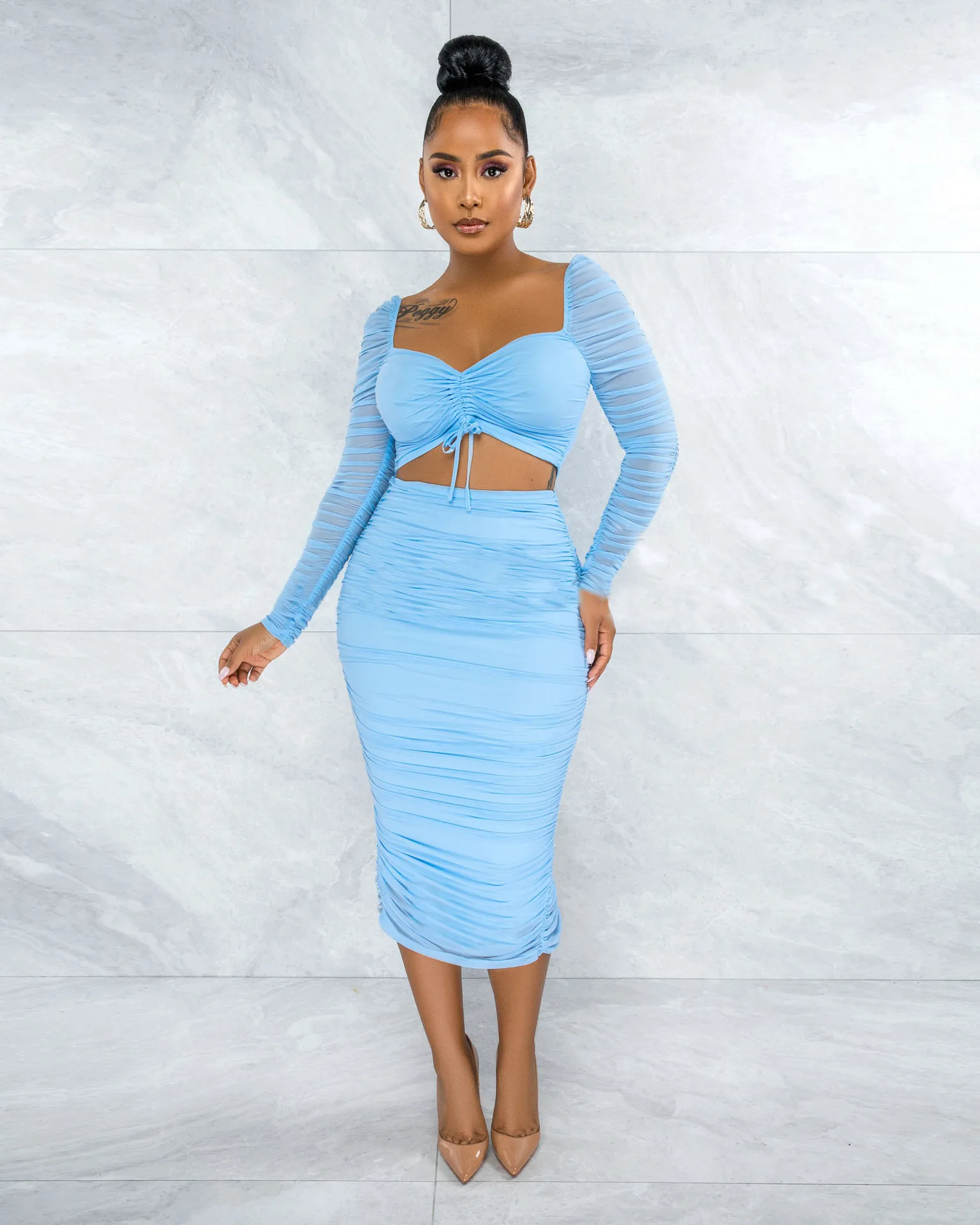 Crop Top Gonne Lunghe Con Top Gonna A Maniche Lunghe Sexy Crop Top